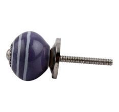 Purple Striped Small Ceramic Drawer Knob